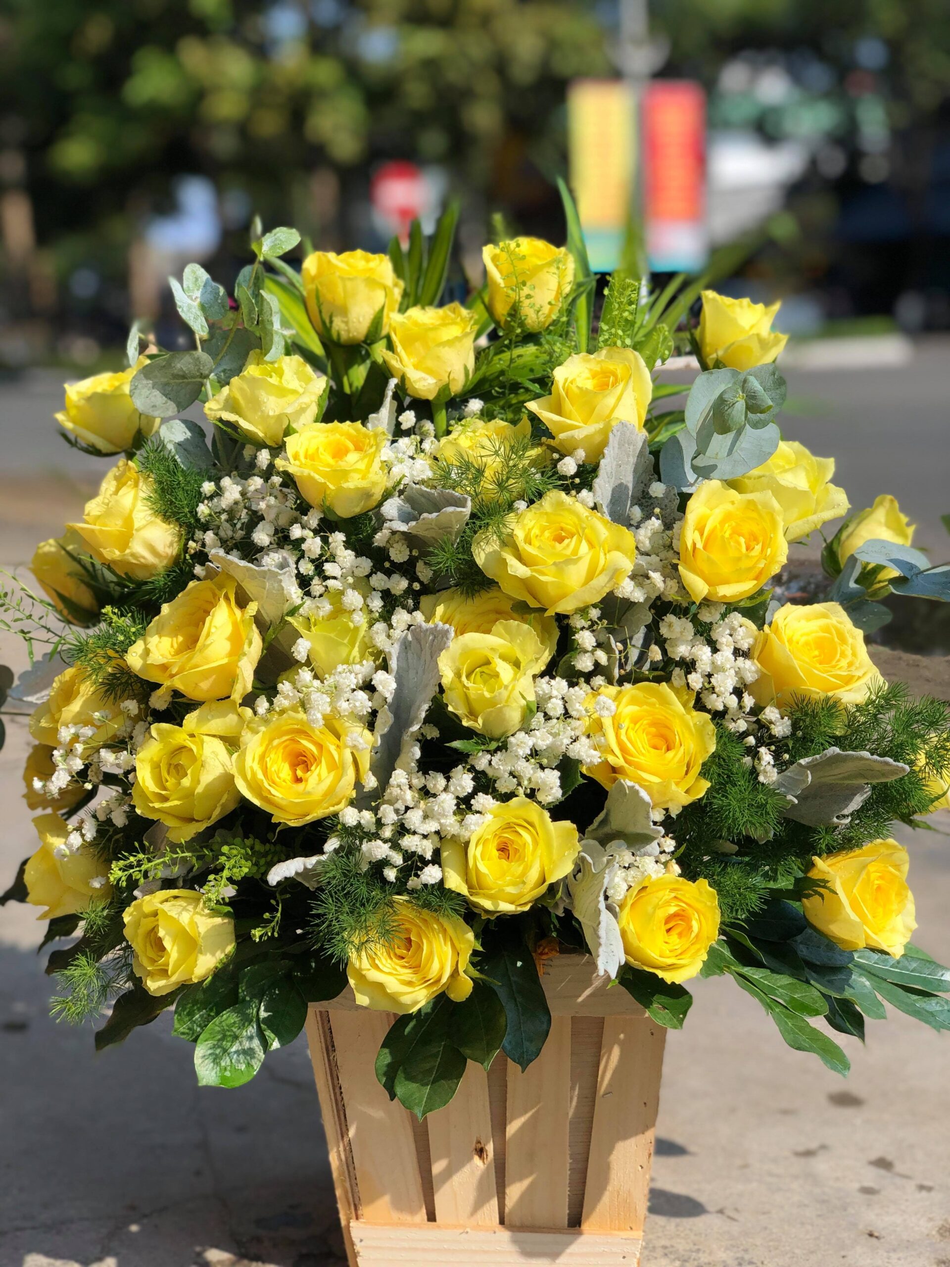 Tặng hoa hồng vàng chúc mừng sinh nhật